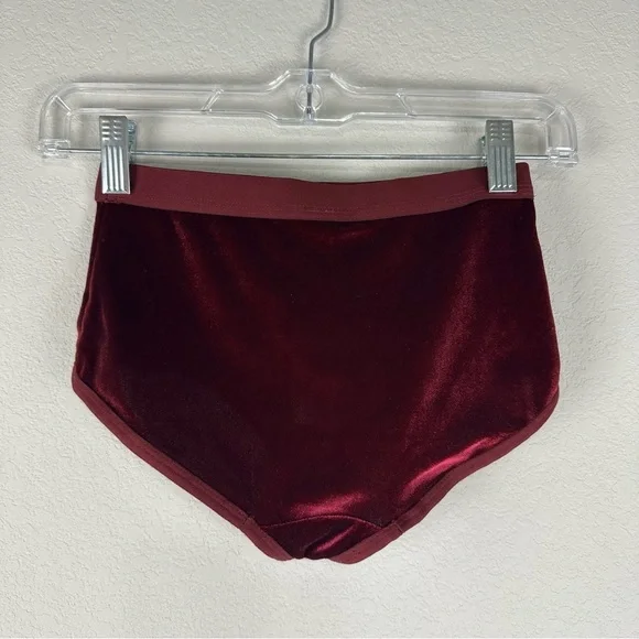 NEW Anthropologie Dark Red Velvet Triangle Bra and Brief Set Size XXS - Picture 7 of 11